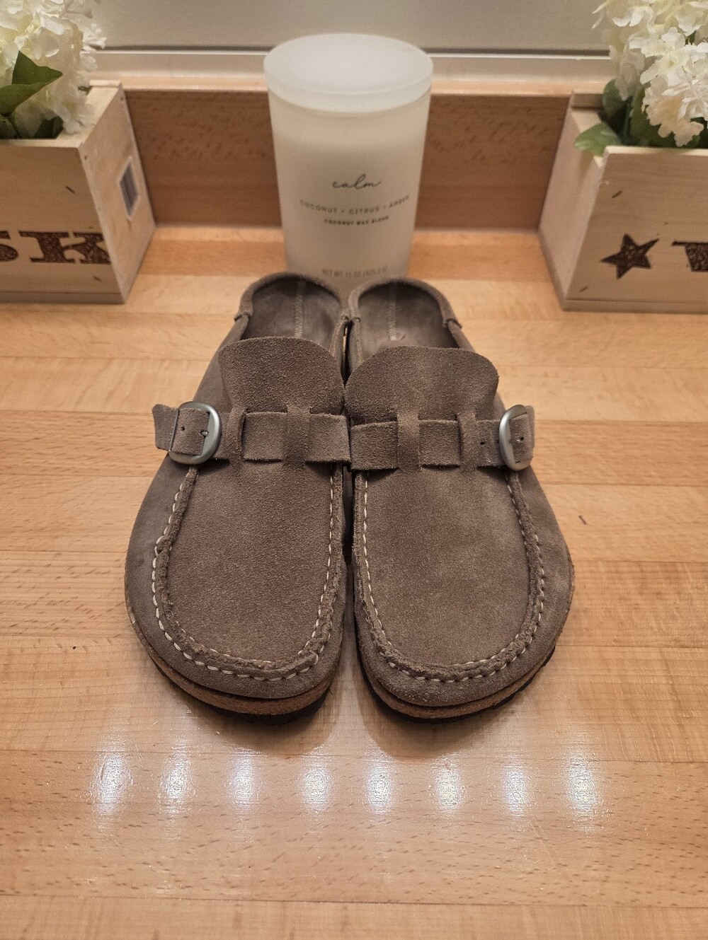 Birkenstock Buckley Suede Clogs Neutral Taupe Women's Size EU 38 - Picture 2 of 10